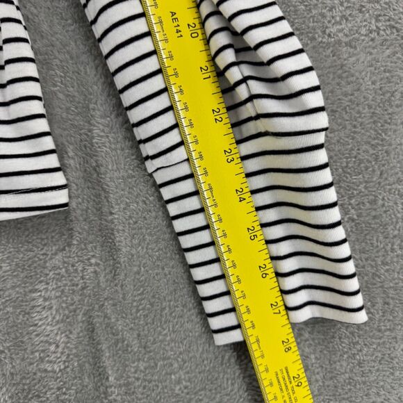 Draper James Top Womens XXL White Black Striped Mock Neck Long Puff Sleeve New - Picture 12 of 16